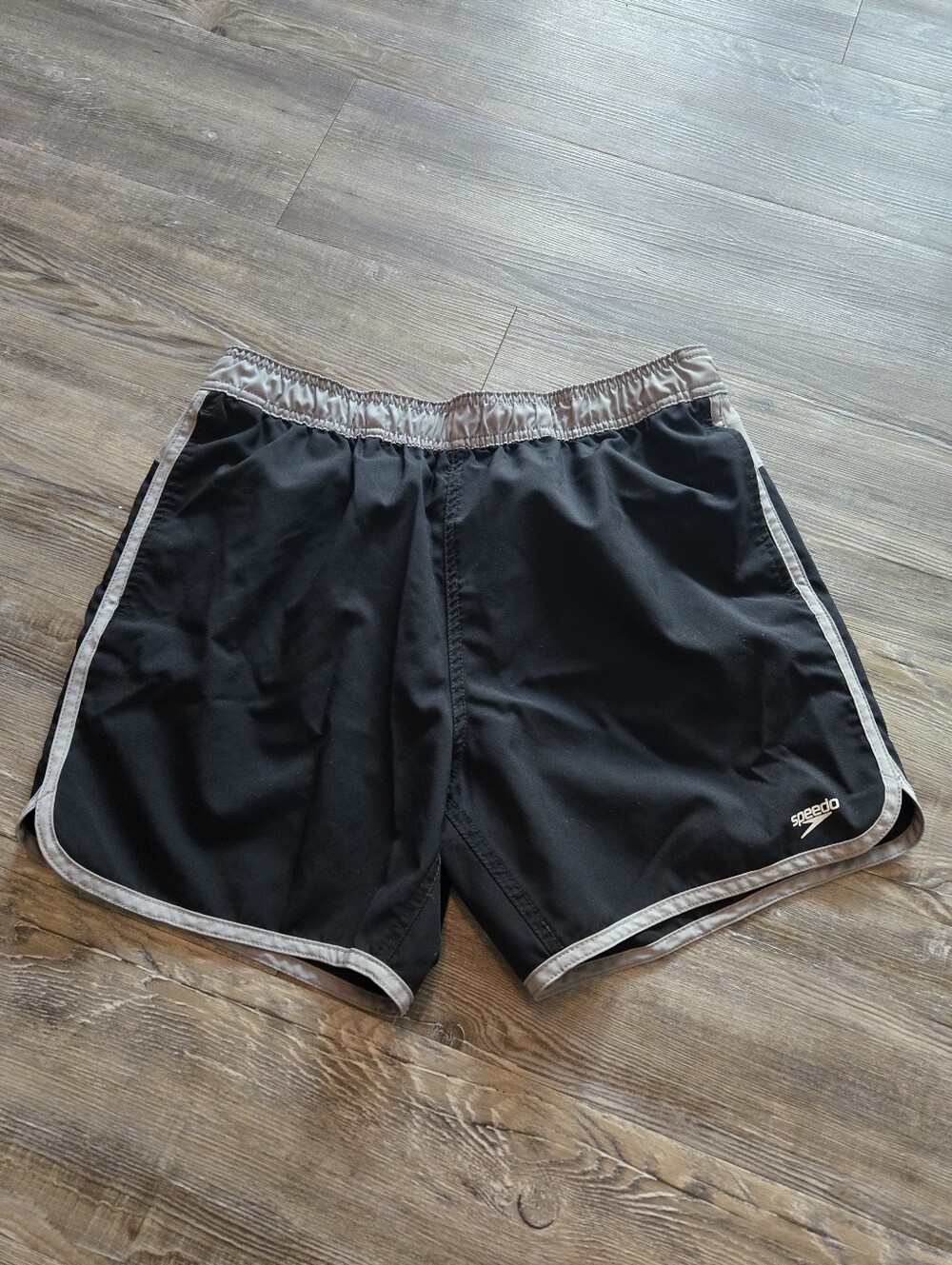 Speedo Men’s Black Swim Shorts with Gray Trim